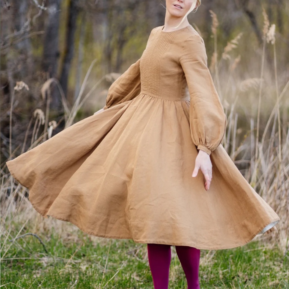 Son De Flor Tan Hemp Scarlet Dress